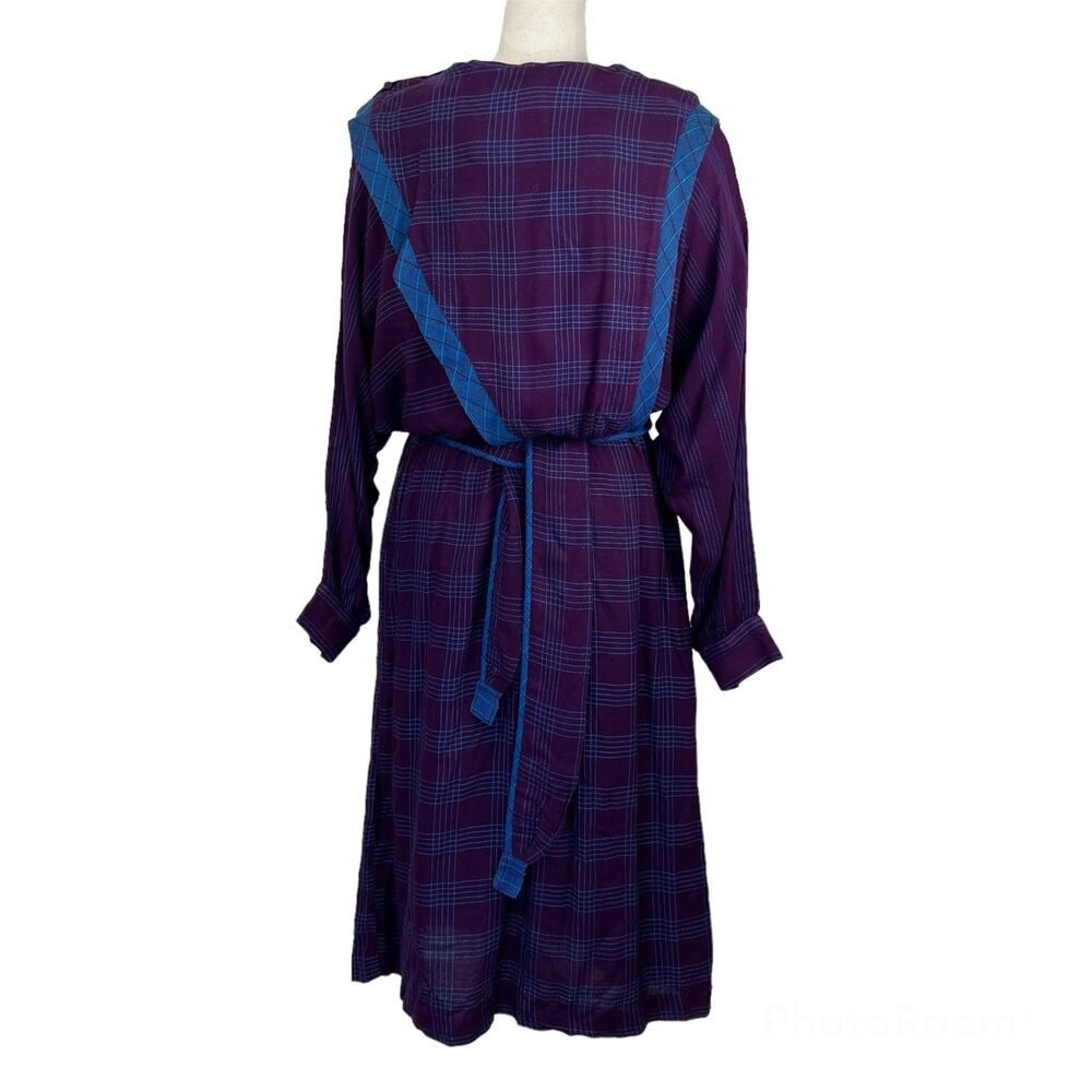 Vintage 80s Rabbit Rabbit Rabbit Windowpane Dress Boho Prairiecore - Picture 8 of 8